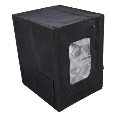 Fireproof 3D Printer Enclosure With Fan Exhaust Kit And LED Light For Ender Series Printers, shown with reflective interior.