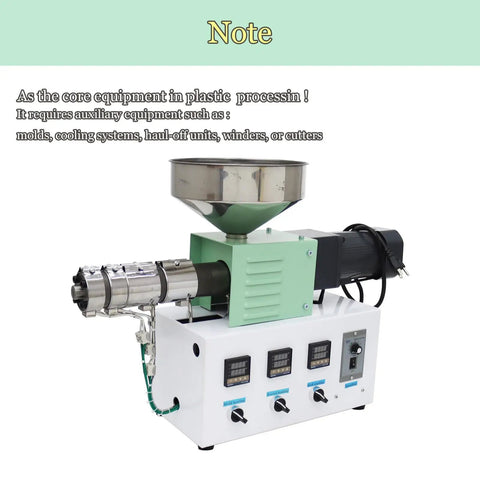 Built Like A Tank Single Screw Extruder For Making 3D Printer Filament With Hella Adjustable Temperature For Abs pcl bla And Pek 110V 1.37 Inch Die with control panel and hopper.
