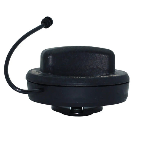 Mercedes Benz Gas Cap Replacement 2224700205 Fuel Cap for CLA250 CLS450 E300 shown from the side, black with tethered seal