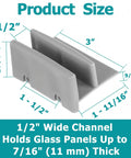 5 Pack Gray Plastic Sliding Shower Door Bottom Guides M6192 For Sliding Shower Doors With Half Inch Channel with measurements