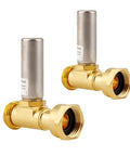 Water Hammer Arrestor Set for Washing Machines, Quiet Pipe Noise Reduction, 2 Pack, Three Quarters Inch Fittings, Premium Space Saving Compact Design, Multi Directional Install, Extends Pipe Life brass arrestors