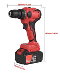 Heavy Duty Brushless Impact Drill Boasting 21 Volt Cordless Muscle And A Beefy 3 8 Inch Chuck, showing red handle and battery.