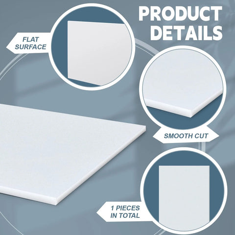 Sasylvia HDPE sheet, white, 1/2-inch thick, 24 x 48 inches, single flat sheet with smooth cut edge