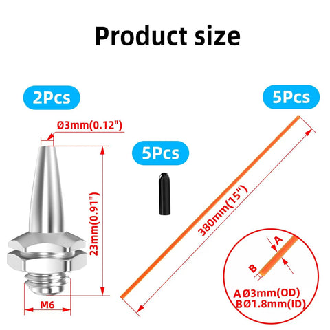 Five Pack Universal Antenna Plastic Tubing With Protective Cap And Base For RC Cars Drones FPVs Boats Ships And Model Aircraft 15 Inch Length 3mm Outer Diameter 1.8mm Inner Diameter product size details.
