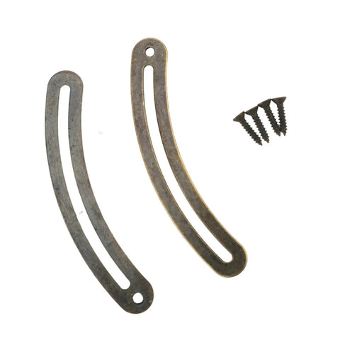 Soft Close Retro Recurved Lid Support Hinge Kit For Wooden Box 100 Pcs Iron Stay Hinges 6.7x1cm Bronze Finish shown