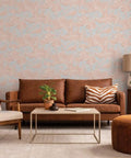 Living room with Cheeky Pink Flamingo Peel And Stick Wallpaper Removable Self Adhesive Wall Covering For Easy D I Y Makeovers.