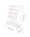 Built Tough White Metal Laboratory Bottle Drying Rack With Thirty Two Pegs For Test Tubes And Glassware, dimensions 18.47x13.76 inches.
