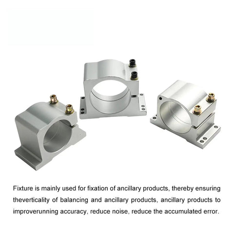 Heavy Duty CNC Spindle Motor Clamp Bracket for Precision Machining in silver finish, designed to ensure stability and reduce noise.