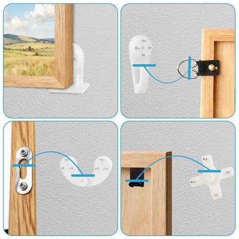 Picture Hanging Kit For Concrete And Cinder Block Walls 62 Piece No Drill No Damage System with hooks and frames example guide