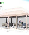 10x20 Pop Up Screened Canopy Tent With Mosquito Netting set up with tables and chairs for outdoor gatherings