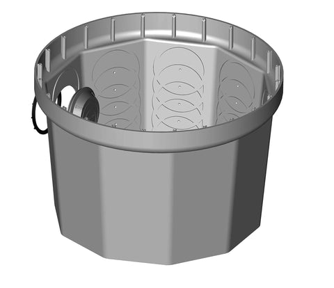Rhino 24 Inch Heavy Duty Catch Basin Kit with 24 inch grate, 10 hole box, four seals for 2 inch, 3 inch, 4 inch pipes, 28 gallon capacity