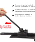 Person using Flooring Jack Tool For Hardwood And Laminate Installations Wood Floor Positioning Jack With Ratchet Hands Free Nailing