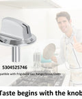 Long Stem Stove Knob Replacements For Frigidaire Gas Range Oven Knobs 5304525746, silver finish, kitchen backdrop