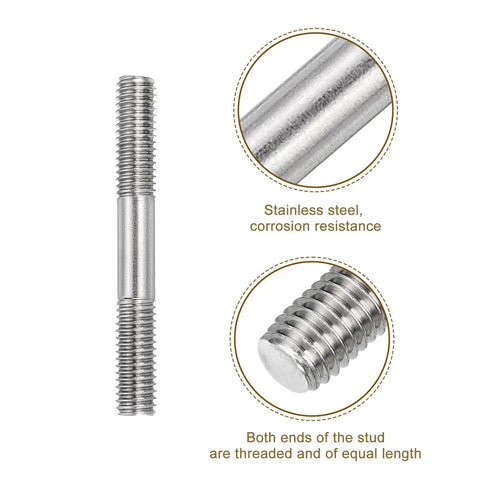 Top Shelf 304 Stainless Steel Double End Threaded Studs M8x60mm with equal length threads for heavy-duty repairs.