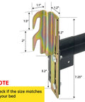 Straight Up Heavy Duty Headboard Conversion Brackets For Metal Bed Frames dimensions and front view with measured specs.