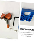Gadpiparty hinge-boring jig set with orange drill-bit positioner and blue 35mm jig, includes hex key and screws