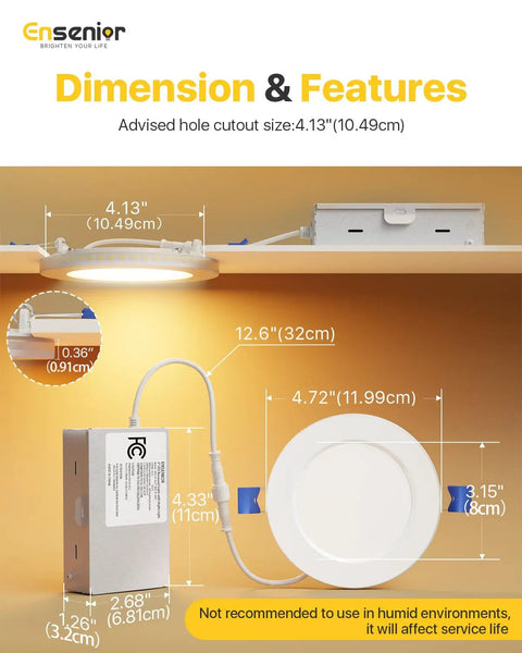 Sweet Setup 12 Pack 4 Inch LED Recessed Ceiling Lights With Built In Amber Glow And Zero Sweat Dimmable 5Cct Control For Hassle Free Canless Wafer Downlight Retrofitting