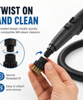 Knock Dust To The Curb With These 6 Piece Steam Cleaner Brush Heads Replacement Attachments For M8 Steamer On Hard Floors. Close-up of threaded brush head attachment.