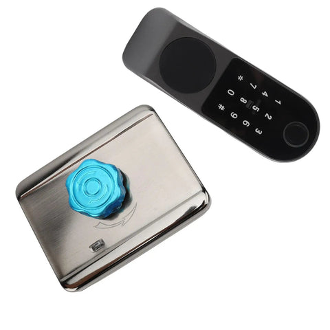 Foolproof Smart Biometric Door Lock With Wireless App Control And Instant Keyless Entry Heavy Duty Aluminum Alloy Fingerprint Deadbolt above black keypad.