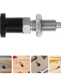 Stainless Steel Reset Indexing Plunger With Knob And Self Locking Mechanism M10 for Mechanical Applications and Maintenance Tasks, side view with spring pin.