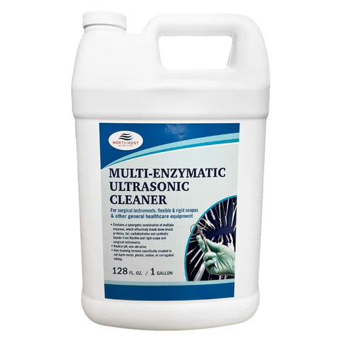 Straight Up Heavy Duty Enzymatic Ultrasonic Cleaner One Gallon Solution in a white jug for dental tools cleaning.