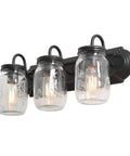 Farmhouse Mason Jar Vanity Light Fixtures 3 Light Wall Sconce Over Mirror in Oil Rubbed Bronze Rustic Bathroom Lighting