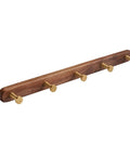 Rock Solid Wall Mounted Coat Rack With Five Hooks For Entryway And Bathroom No Fuss Flush Mount Design, wood and brass, five hooks.