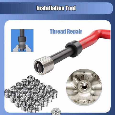 M12x1.0mm Helicoil Thread Repair Kit With Premium Stainless Steel Wire Inserts for restoring damaged internal threads in soft metals
