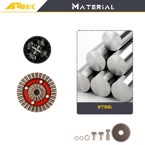 Alloy Front And Rear Differential And Spur Gear Kit featuring steel gear rods and components for HyperGO RC Cars