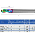 Diagram of 3 Pack 1/4 Inch Solid Carbide Ball Nose End Mills, 2 Flute DLC Coated CNC Milling Cutters with dimensions.