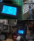 4 In 1 DC Ammeter Voltmeter Watt Meter Panel Digital Display For Car Motorcycle And Solar Systems 12V DC 6.5 To 100V 0 To 20A Energy Power Usage Monitor With LCD Readout in various application setups including solar and vehicles
