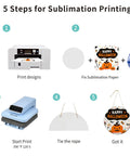 Five steps for using Six Pack 10 Inch Round Sublimation Door Hanger Blanks White Hardboard MDF Wood For Heat Press Printing.