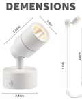 Dimensions of Two Pack LED Indoor Up Lights 3W Spotlight With 3000K Warm White Glow For Plants Artwork And Pictures, Uplighting And Accent Lighting