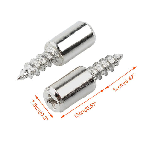 Heavy Duty Brass Shelf Pegs Set 20 Pieces Bookcase Pins With Integrated Tapping Screws close-up showing length dimensions