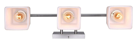 Hartley 3 Light Vanity Fixture Brushed Nickel with Flat Opal Glass Damp Location Modern Bath Lighting, front view