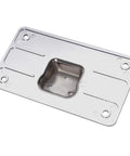 Chrome angled backplate for 3 Hole Laydown License Plate Mount Bracket For Harley Davidson 1973 Up Bikes with vibration dampening spacers.
