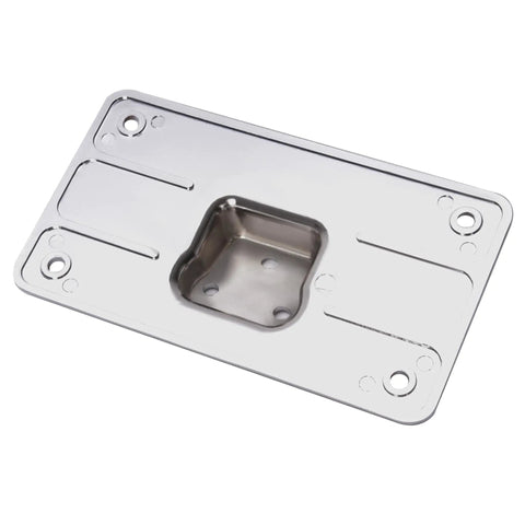 Chrome angled backplate for 3 Hole Laydown License Plate Mount Bracket For Harley Davidson 1973 Up Bikes with vibration dampening spacers.