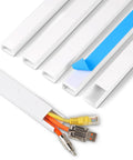Six Pack White Cord Covers For Wall Cables Self Adhesive TV Wire Management, 14.2 Inch Long Per Cover, view with cables inside