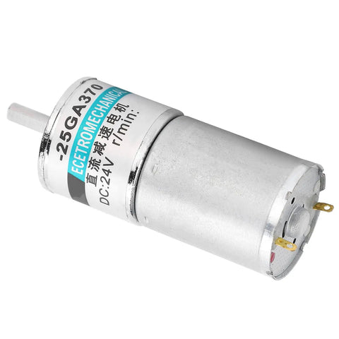 Ultra Quiet DC Gear Motor 24V With All Metal Gears And Pure Copper Coils For Industrial Low Speed High Torque Projects Plus Automatic Safety Cut Off, small metal gear motor with copper connections.