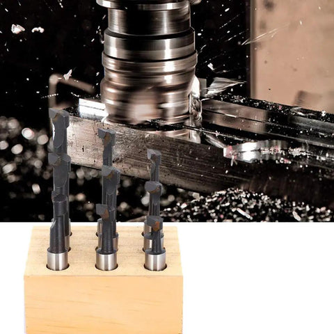 Three Eighths Inch Boring Bar Set Nine Piece HSS Boring Cutter Head Kit For CNC Milling and Lathe Work, carbide tip.