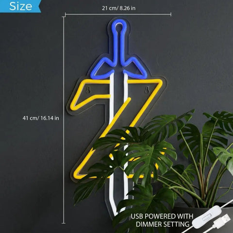 Zelda Sword Neon Sign LED Light For Gaming Room Decor Lit Neon Wall Mount USB Powered 8.2 By 16.1 Inches With Transparent Plexiglass