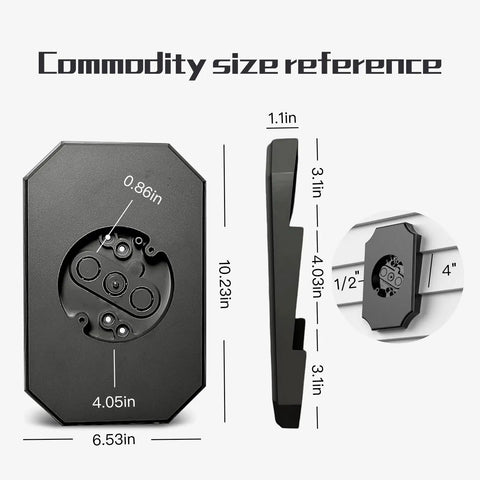 Outdoor Siding Mounting Block With Built In Electrical Box For Light Fixtures, Easy No Fuss Install, Fits Half Inch Lap Siding And Four Inch Vinyl Siding, Black, 2 Pack With NM Cable Connector, Heavy Duty Vinyl Siding Accessory, size reference