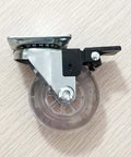 Side view of 2 Inch Heavy Duty Swivel Caster Wheel with Brake, clear rubber, 400 lb capacity, top plate mount for furniture.