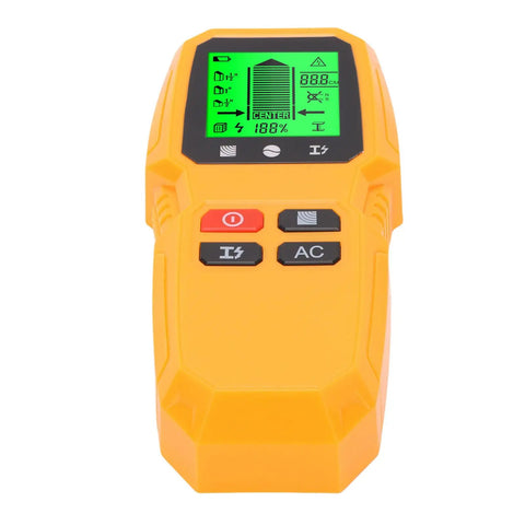 Marhynchus Stud Finder with LCD Screen, Lightweight Design in bright yellow with a green LCD display showing detection features.