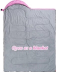 Open 3 Season Sleeping Bag For Adults And Kids Camping Gear, Lightweight Yet Warm, Water Resistant Shell, Backpacking Friendly