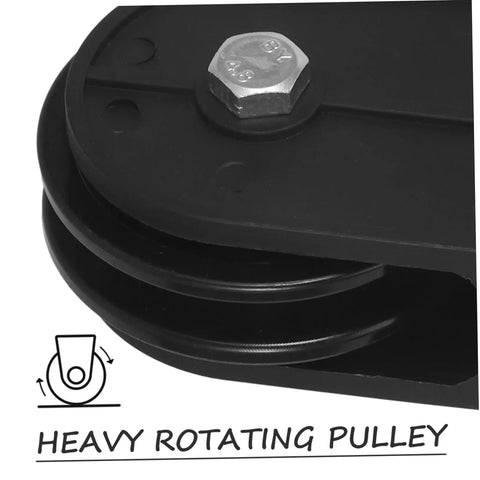2 Pack 70mm Cable Pulley Wheel Heavy Duty Swivel Block Silent Detachable Lifting Roller For DIY Home Gym Systems Load Capacity 100kg Ideal For Cable Crossover And Weight Training Workouts With Quiet Smooth Operation, black rotating pulley close-up