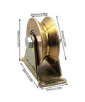 Side view of V Groove Wheel Sliding Door Pulley Set 8 Pack Rigid Caster For Inverted Track Gates And Track Rollers With Low Friction