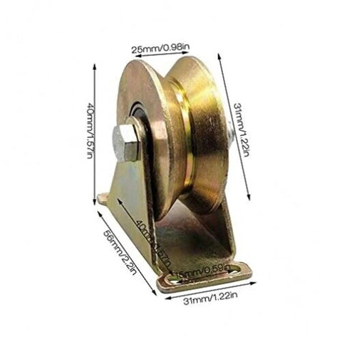Premium V Groove Gate Wheels And Sliding Door Pulley Casters Featuring Precision Ball Bearings For A Smooth As Butter Glide on a heavy duty roller with dimensions.