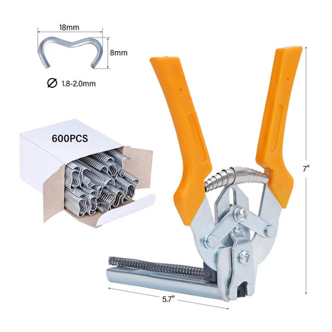 Hog Ring Pliers Kit Type M With 3000 M Clips For Fencing And Animal Cages Easy One Hand Operation Quick Nail And Clip Tool Set