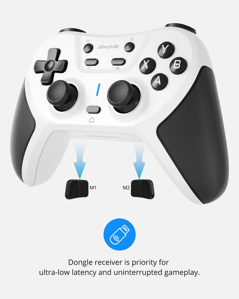 Wireless Gaming Controller With Broad Device Support For PC Switch iOS Android PS3 PS4 Steam Mac showing rubberized grip and buttons